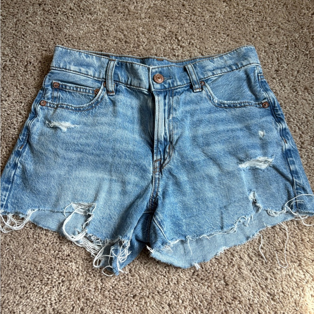 American Eagle Outfitters Light Blue Distressed Jean Shorts